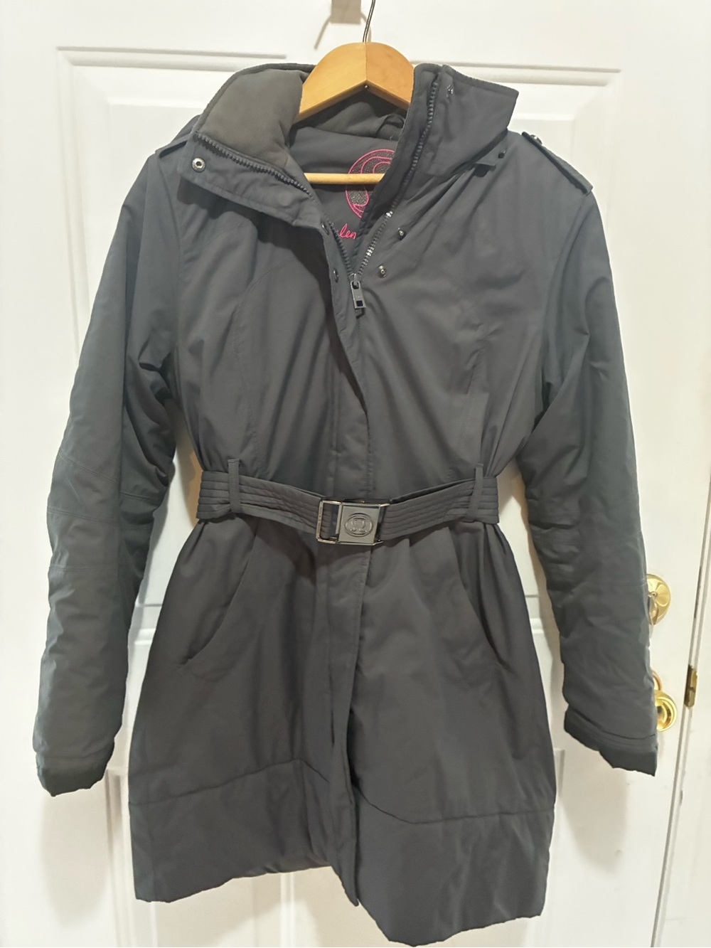 lululemon athletica Charcoal Gray Belted Puffer Coat